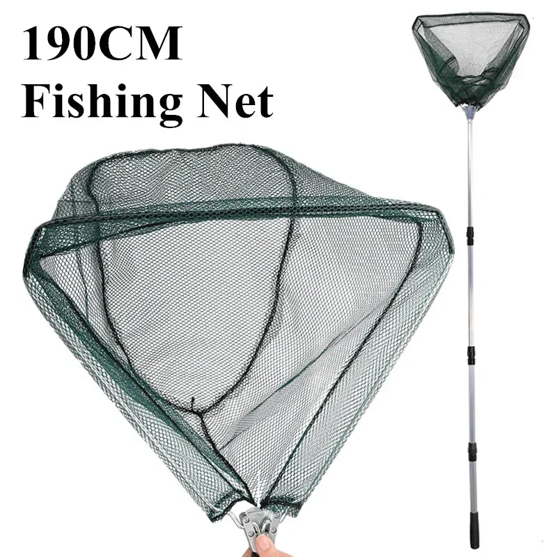 Telescopic Fishing Net Pole Extending and Folding.