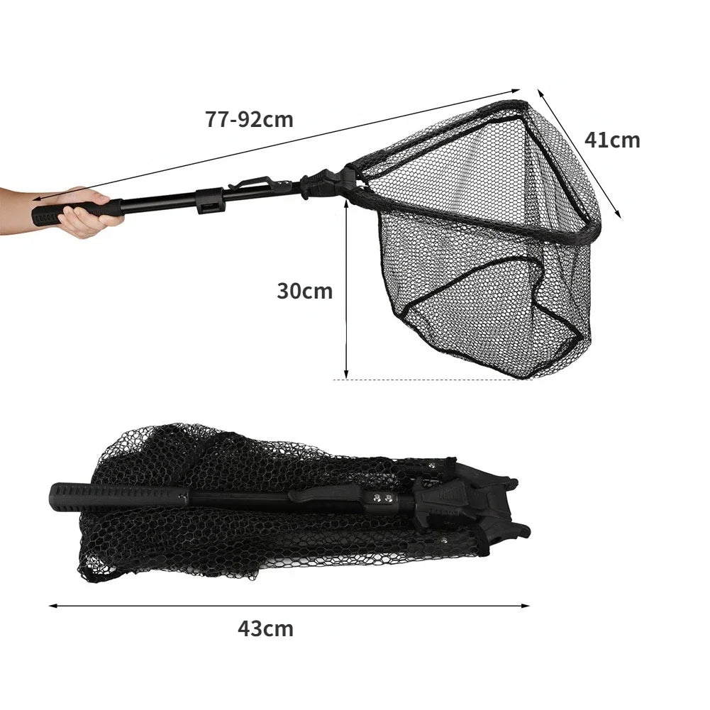 Telescopic Fishing Net Pole Extending and Folding.
