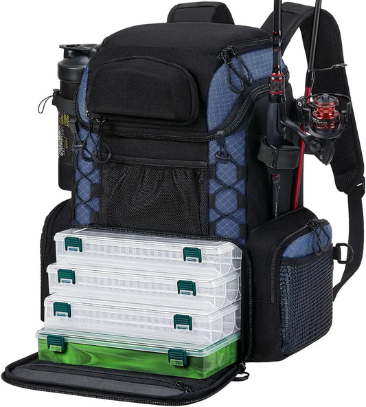 Fishing Tackle Backpack with Rod Holders