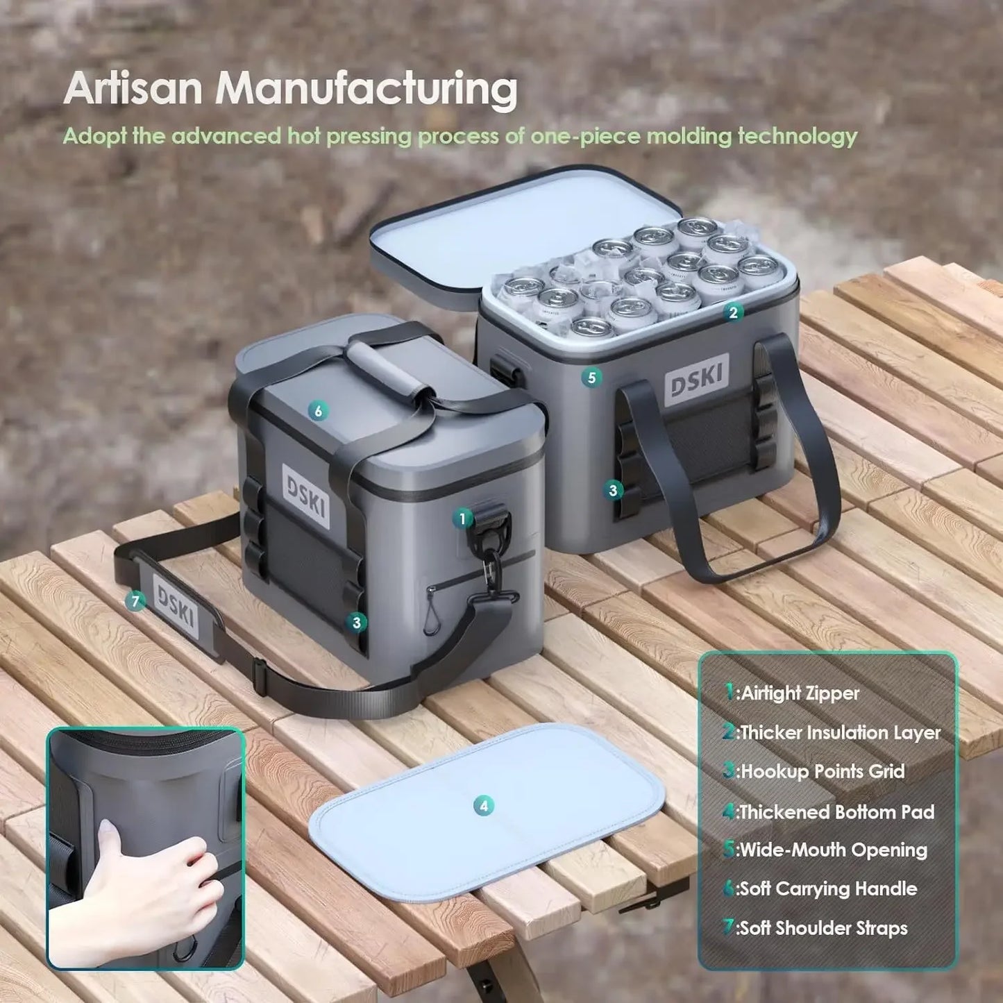 Foldable, leak proof, soft surface cooler