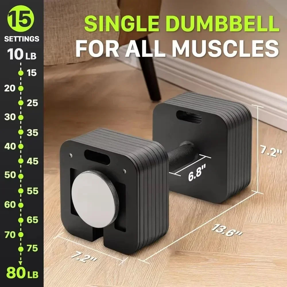 Adjustable Dumbbell 10-50lb, 5lb Increments, for Home Gym.
