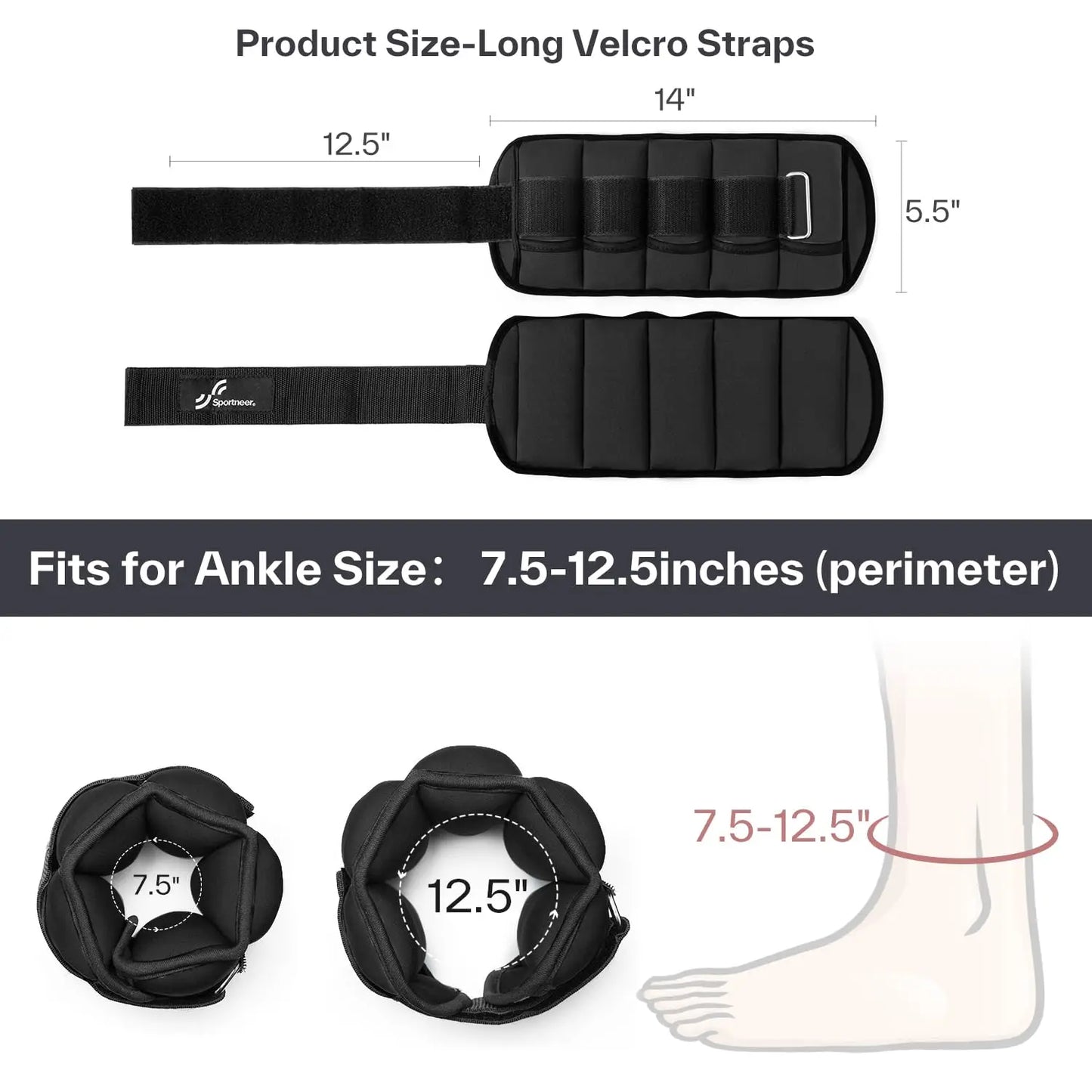 Adjustable Ankle Weights 1Pair,Unisex
