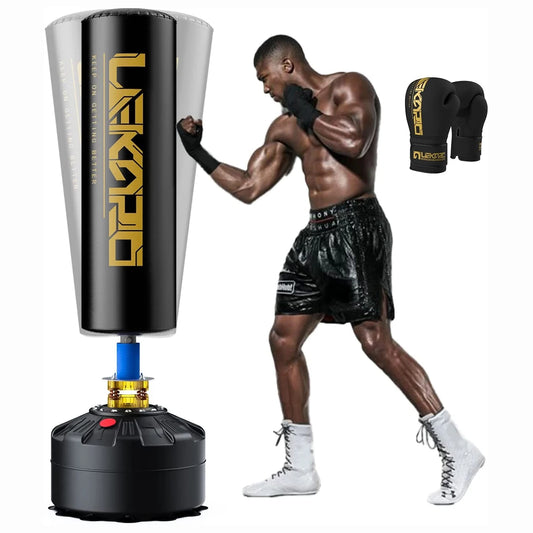 Standing Boxing Bag post with gloves