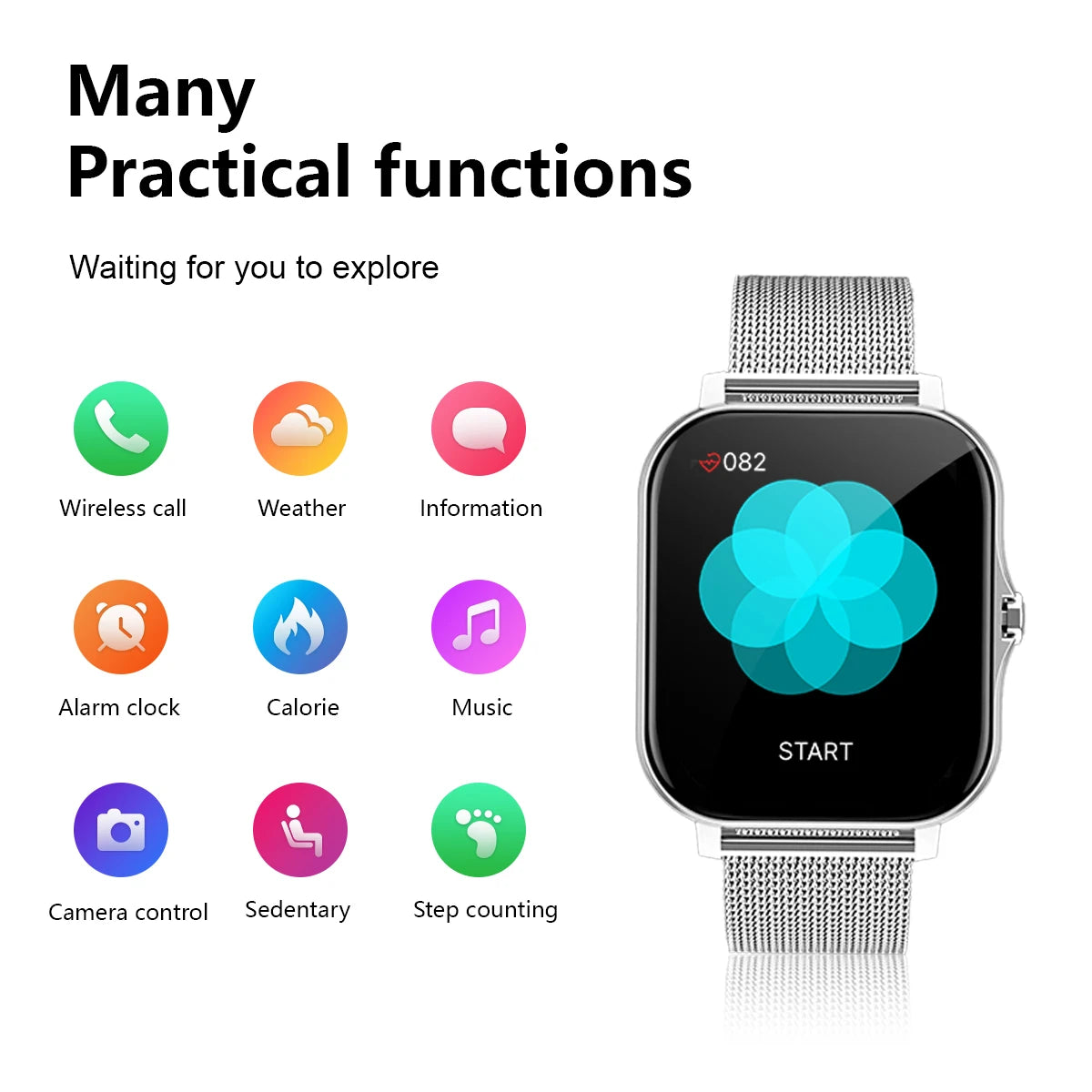 Smart watch wireless calling/dialing and fitness monitoring for iPhone/Andriod