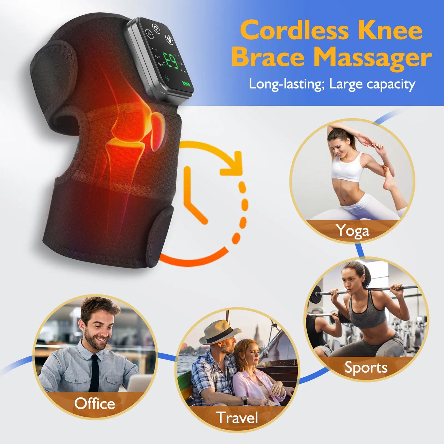 3 in 1 Shoulder,Knee and Elbow Heated Vibration Massager Pad