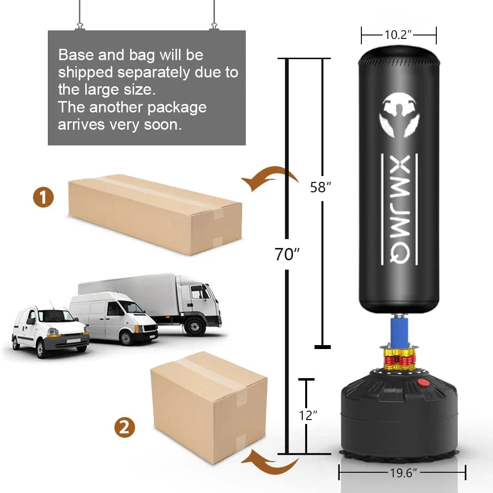 Standing Boxing Bag post with gloves