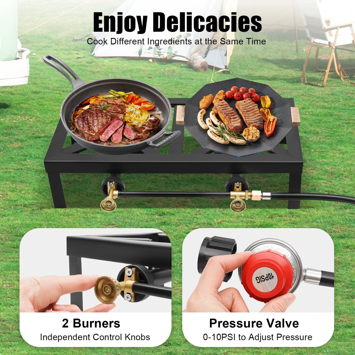 Propane Double Burner for Outdoor Cooking