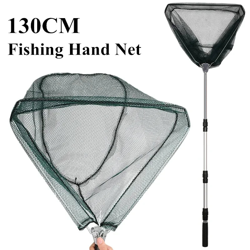 Telescopic Fishing Net Pole Extending and Folding.