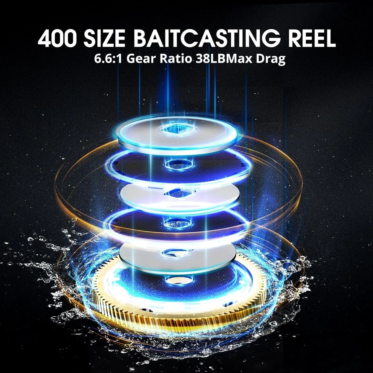 400 Baitcaster Fishing Reel 38Lbs Max Drag