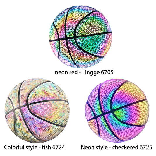 Size 7 Reflective Leather Glowing Basketball