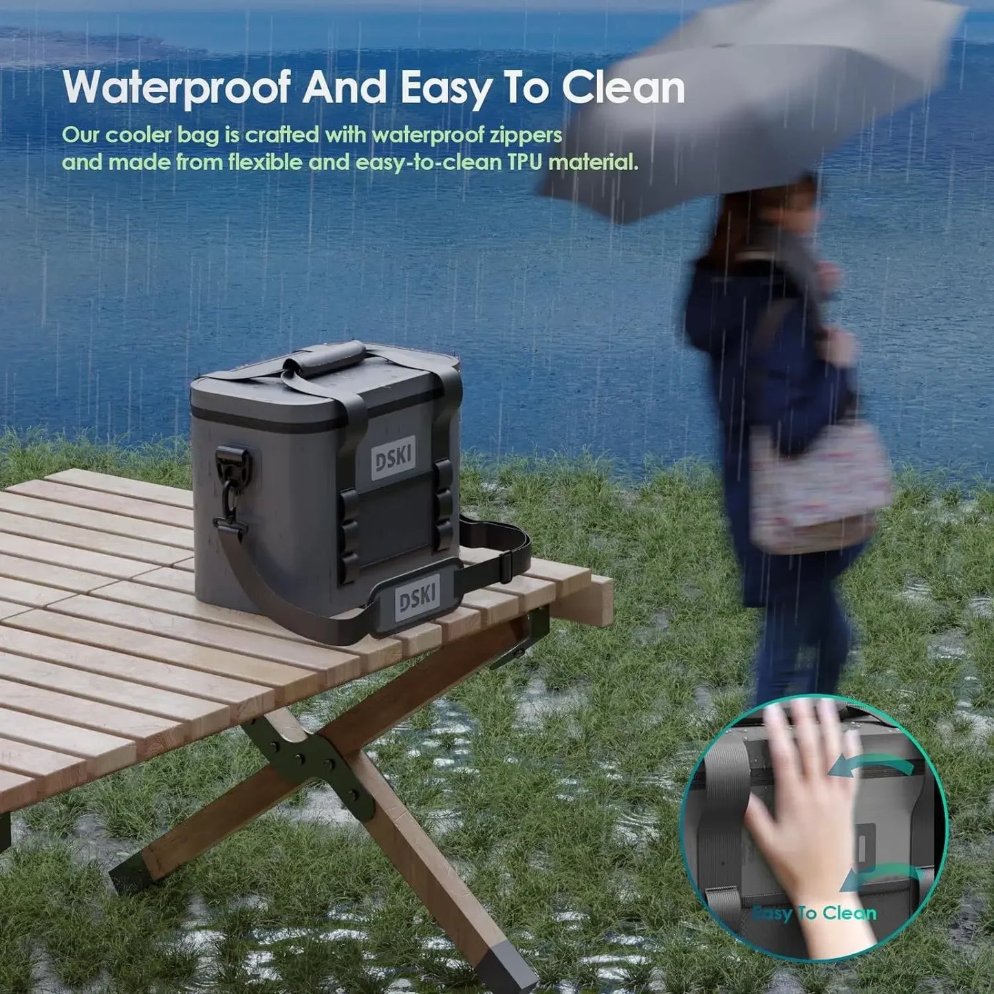 Foldable, leak proof, soft surface cooler