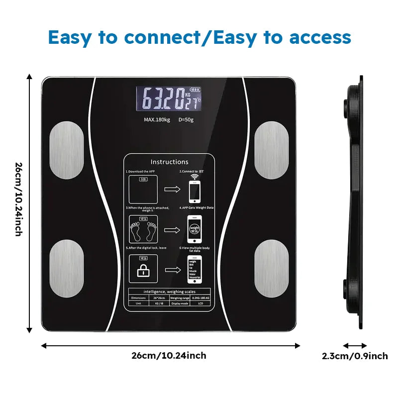 Smart Wireless Digital Body composition Fat Scale LED.