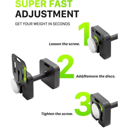 Adjustable Dumbbell 10-50lb, 5lb Increments, for Home Gym.