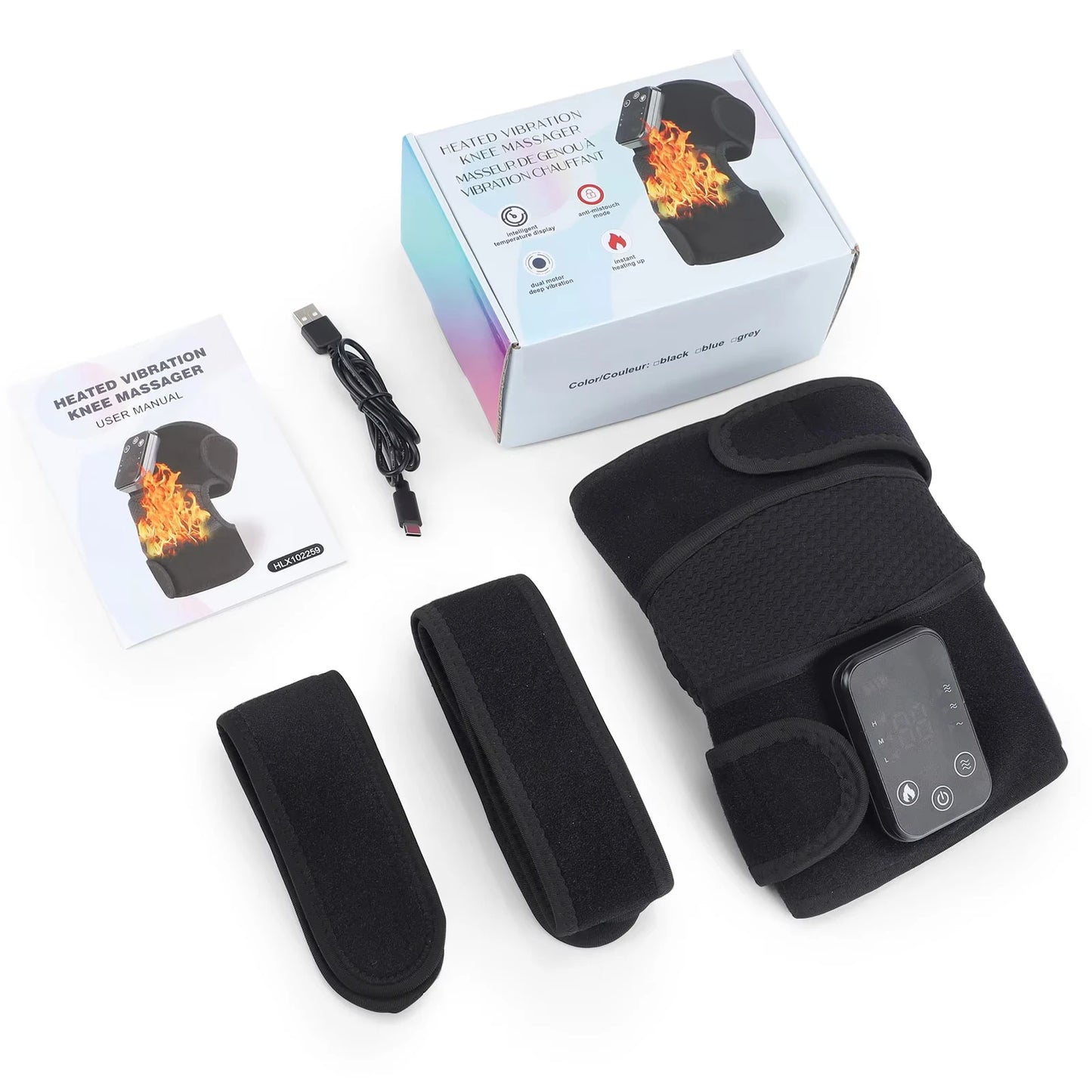 3 in 1 Shoulder,Knee and Elbow Heated Vibration Massager Pad