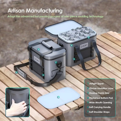Foldable, leak proof, soft surface cooler