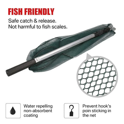 Telescopic Fishing Net Pole Extending and Folding.