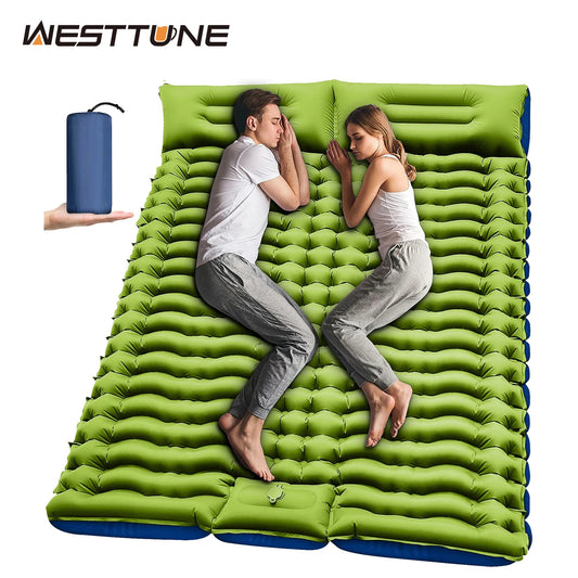 Double Sleeping Pad 4" Thick for 2 Person with Pillow Built-in