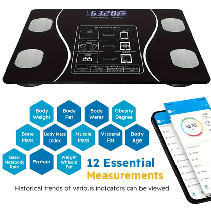 Smart Wireless Digital Body composition Fat Scale LED.