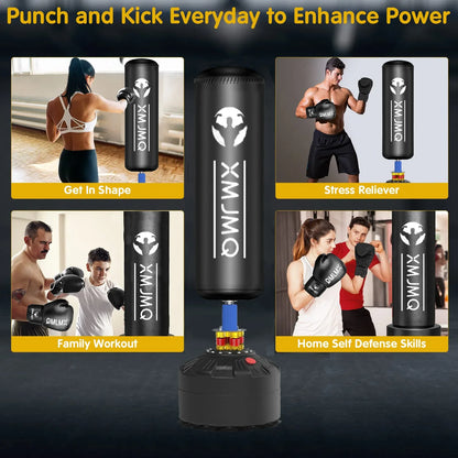 Standing Boxing Bag post with gloves