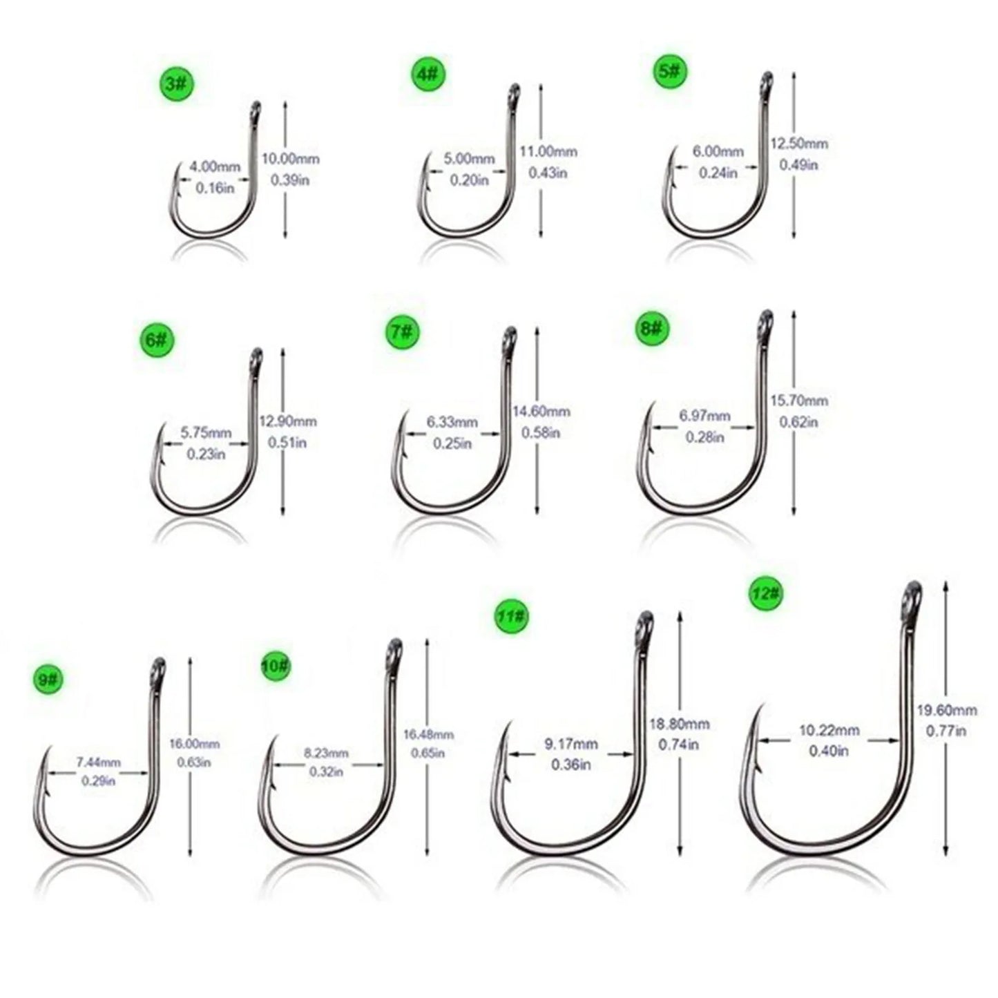 10 styles 100PCS Fishing Hooks