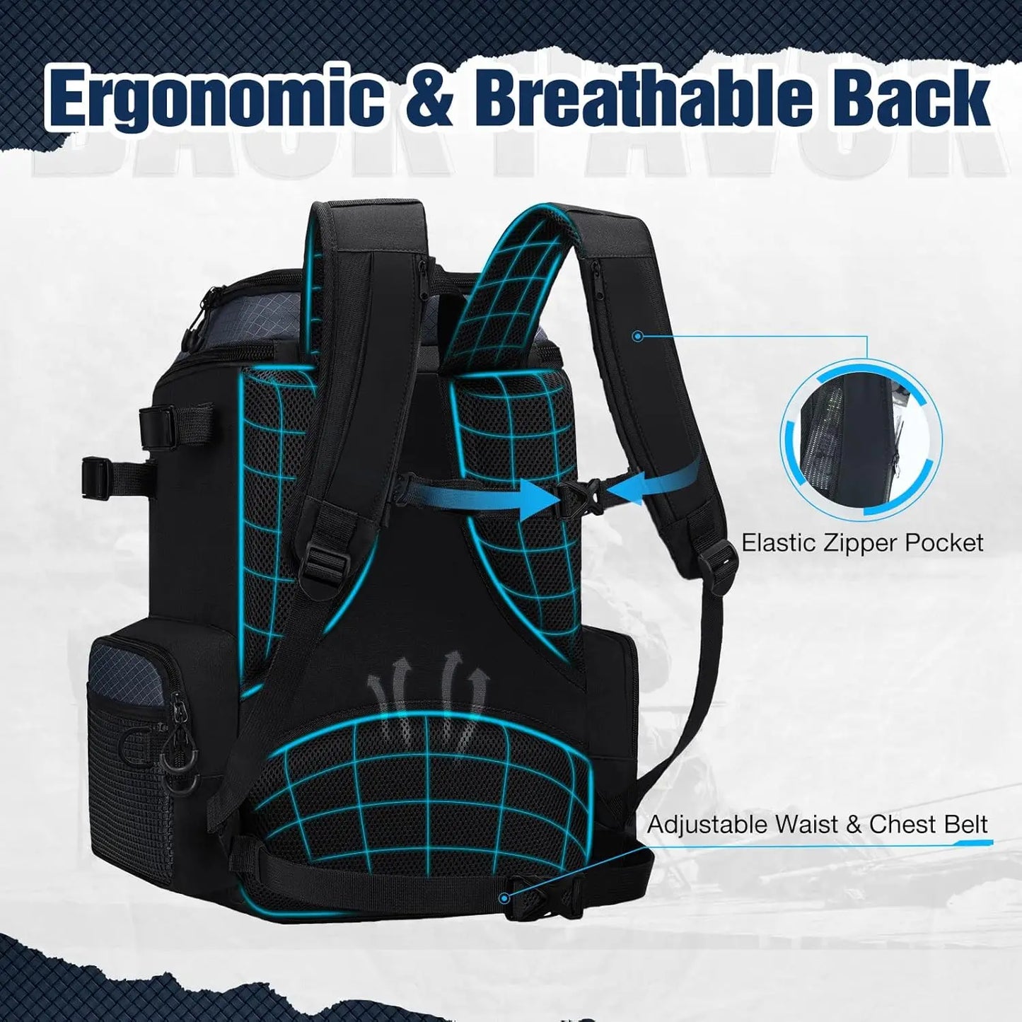 Fishing Tackle Backpack with Rod Holders